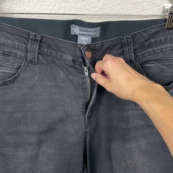 New Democracy Fray Step Hem Kick Flare Jeans Faded Black Wash Ab Plus Size 20W - Picture 3 of 12